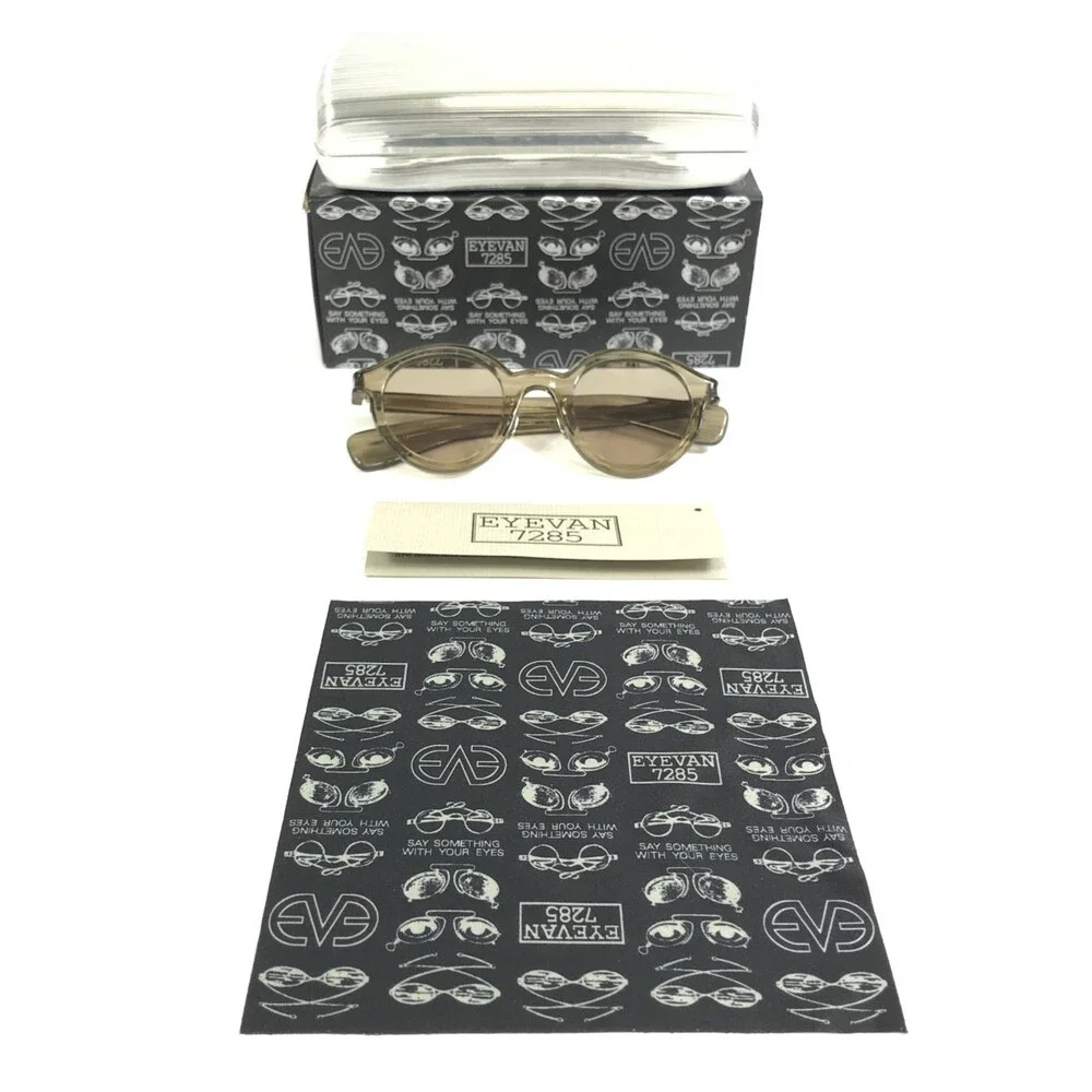 Eyevan 7285 Sunglasses 788 c.416 Transparent Green Horn Frames with Green Lenses